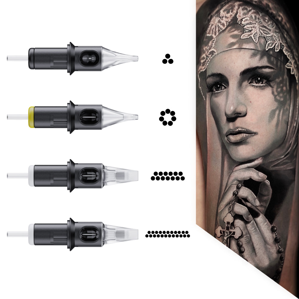 Black & Grey Realism Tattoo Cartridge Set